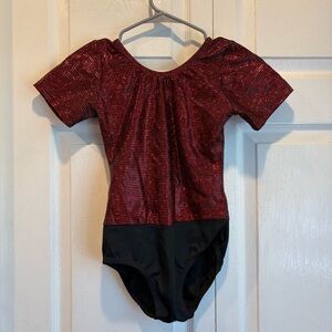 Vintage Short Sleeve Red and Black Leotard - Size XS or S
